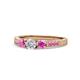 1 - Ayaka Diamond and Pink Sapphire Three Stone with Side Pink Sapphire Ring 