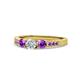 1 - Ayaka Diamond and Amethyst Three Stone with Side Amethyst Ring 