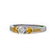 1 - Ayaka Diamond and Citrine Three Stone with Side Citrine Ring 