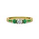 1 - Ayaka Diamond and Emerald Three Stone with Side Emerald Ring 