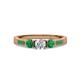 1 - Ayaka Diamond and Emerald Three Stone with Side Emerald Ring 