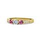 1 - Ayaka Diamond and Pink Tourmaline Three Stone Engagement Ring 
