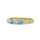 1 - Ayaka Diamond and Blue Topaz Three Stone Engagement Ring 