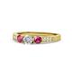 1 - Ayaka Diamond and Rhodolite Garnet Three Stone Engagement Ring 