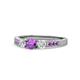 1 - Ayaka Amethyst and Diamond Three Stone with Side Amethyst Ring 