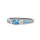 1 - Ayaka Blue Topaz and Diamond Three Stone with Side Blue Topaz Ring 