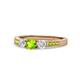 1 - Ayaka Peridot and Diamond Three Stone with Side Peridot Ring 
