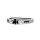 1 - Ayaka Black and White Diamond Three Stone with Side Black Diamond Ring 