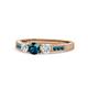 1 - Ayaka Blue and White Diamond Three Stone with Side Blue Diamond Ring 