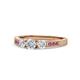 1 - Ayaka Diamond Three Stone with Side Pink Tourmaline Ring 