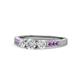 1 - Ayaka Diamond Three Stone with Side Amethyst Ring 