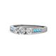 1 - Ayaka Diamond Three Stone with Side Blue Topaz Ring 