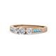 1 - Ayaka Diamond Three Stone with Side Blue Topaz Ring 