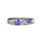 1 - Jamille Tanzanite and Diamond Three Stone with Side Tanzanite Ring 