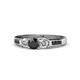 1 - Jamille Black and White Diamond Three Stone with Side Black Diamond Ring 