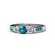 1 - Jamille London Blue Topaz and Diamond Three Stone with Side London Blue Topaz Ring 