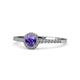 1 - Cyra Iolite and Diamond Halo Engagement Ring 