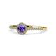 1 - Cyra Iolite and Diamond Halo Engagement Ring 