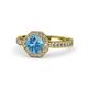 1 - Aura Blue Topaz and Diamond Halo Engagement Ring 