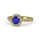 1 - Aura Blue Sapphire and Diamond Halo Engagement Ring 