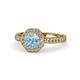 1 - Aura Aquamarine and Diamond Halo Engagement Ring 