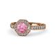 1 - Aura Pink Tourmaline and Diamond Halo Engagement Ring 