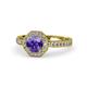 1 - Aura Iolite and Diamond Halo Engagement Ring 