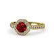 1 - Aura Ruby and Diamond Halo Engagement Ring 
