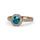1 - Aura London Blue Topaz and Diamond Halo Engagement Ring 