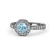 1 - Aura Aquamarine and Diamond Halo Engagement Ring  