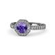 1 - Aura Iolite and Diamond Halo Engagement Ring  
