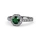 1 - Aura Emerald and Diamond Halo Engagement Ring  