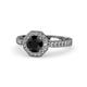 1 - Aura Black and White Diamond Halo Engagement Ring  