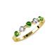 3 - Keva 3.40 mm Green Garnet and Diamond 5 Stone Wedding Band 