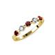 3 - Keva 3.40 mm Red Garnet and Diamond 5 Stone Wedding Band 