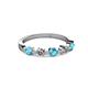 2 - Keva 3.40 mm London Blue Topaz and Diamond 5 Stone Wedding Band 
