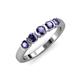 1 - Roena 0.66 ctw Iolite Round (3.80 mm) & (3.30 mm) 5 Stone Wedding Band 