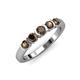 1 - Roena 0.76 ctw Smoky Quartz Round (3.80 mm) & (3.30 mm) 5 Stone Wedding Band 