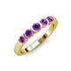 1 - Roena 0.66 ctw Amethyst Round (3.80 mm) & (3.30 mm) 5 Stone Wedding Band 