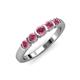 1 - Roena 0.86 ctw Rhodolite Garnet Round (3.80 mm) & (3.30 mm) 5 Stone Wedding Band 
