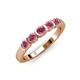 1 - Roena 0.86 ctw Rhodolite Garnet Round (3.80 mm) & (3.30 mm) 5 Stone Wedding Band 