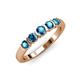 1 - Roena 0.75 ctw London Blue Topaz Round (3.80 mm) & (3.30 mm) 5 Stone Wedding Band 
