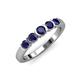 1 - Roena 0.80 ctw Blue Sapphire Round (3.80 mm) & (3.30 mm) 5 Stone Wedding Band 