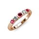 3 - Roena 3.40 mm Ruby and Diamond 5 Stone Wedding Band 