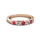 2 - Roena 3.40 mm Ruby and Diamond 5 Stone Wedding Band 