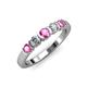 3 - Roena 3.40 mm Pink Sapphire and Diamond 5 Stone Wedding Band 