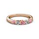 2 - Roena 3.40 mm Pink Tourmaline and Diamond 5 Stone Wedding Band 
