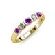 3 - Roena 3.40 mm Amethyst and Diamond 5 Stone Wedding Band 