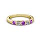 2 - Roena 3.40 mm Amethyst and Diamond 5 Stone Wedding Band 