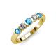 3 - Roena 3.40 mm Blue Topaz and Diamond 5 Stone Wedding Band 